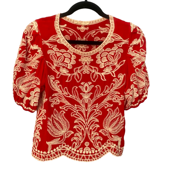 Sanctuary Tops - Sanctuary Embroidered Red & White Top – Size Small